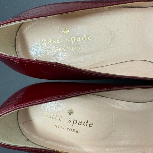 Kate Spade Maroon Red Patent Leather Bow Heel Women 8 - Picture 6 of 7